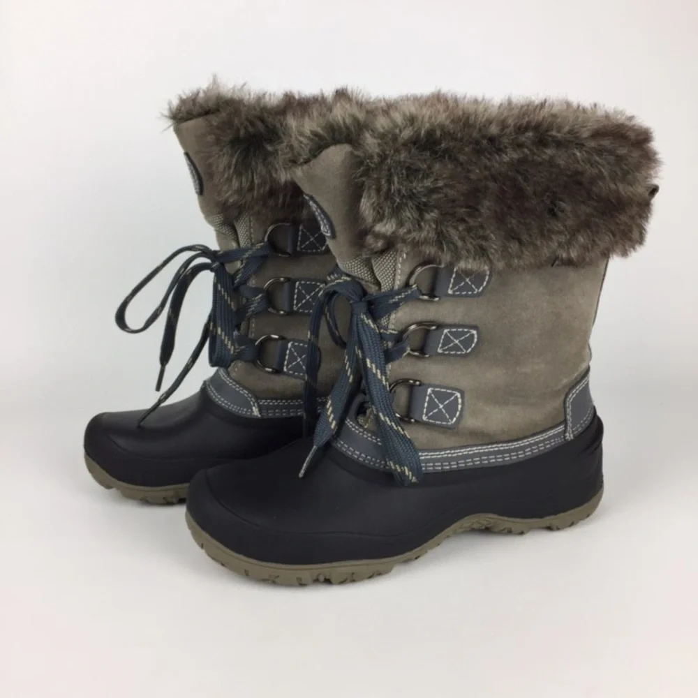 Khombu The Slope Waterproof Gray Winter Snow Boots 7